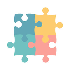Fototapeta premium Interlocking Puzzle Pieces Vector Icon.