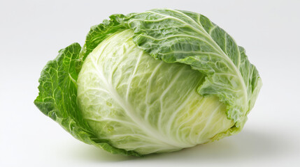 Fototapeta premium Whole cabbage shown isolated on a plain white background.