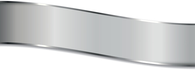 vector illustration of long silver colored ribbon banner with silver frame