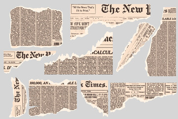 Torn Vintage Book Pages and Old Newspaper Clippings