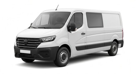 Naklejka premium White cargo van transportation vehicle delivery service panel van commercial auto for business use image