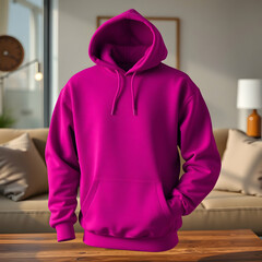 Vibrant magenta hooded sweatshirt magenta hoodie casual wear