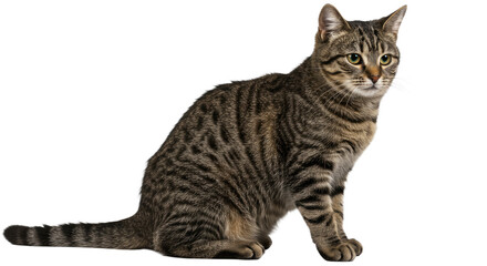 Obraz premium Brown Tabby Cat Sitting Isolated 12.