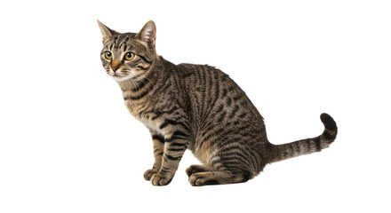 Obraz premium Brown Tabby Cat Sitting Isolated 16.