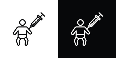 Obraz premium Baby Vaccination icon in trendy stroke thin linear style.