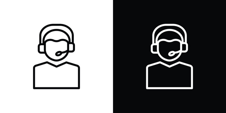 Callcenter icon in trendy stroke thin linear style.