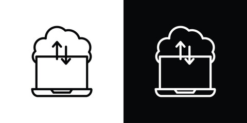 Cloud computing icon in trendy stroke thin linear style.