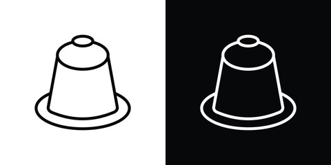 Coffee capsule icon in trendy stroke thin linear style.