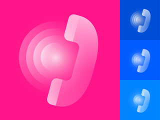 Crystal Liquid Glass Phone Icon – 3D Calling Symbol with Sound Wave Reflection for App, Communication, and UI Design Vector