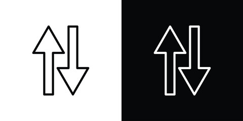Fototapeta premium Double arrow icon in trendy stroke thin linear style.