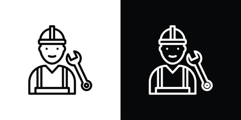 Engineer icon in trendy stroke thin linear style.