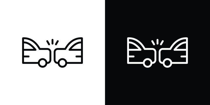 Rear end collision icon in trendy stroke thin linear style.
