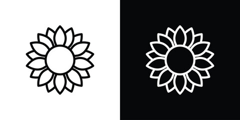 Sunflower icon in trendy stroke thin linear style.