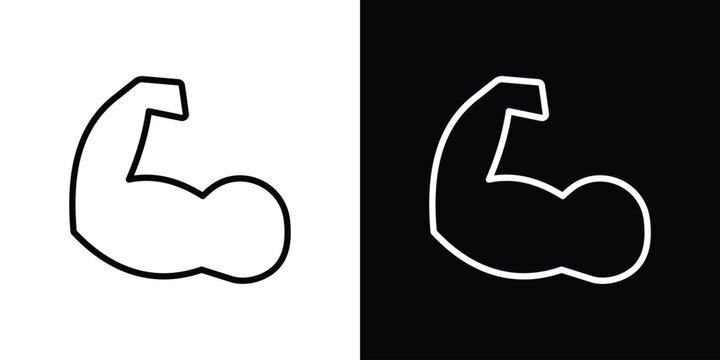 Strong arm icon in trendy stroke thin linear style.