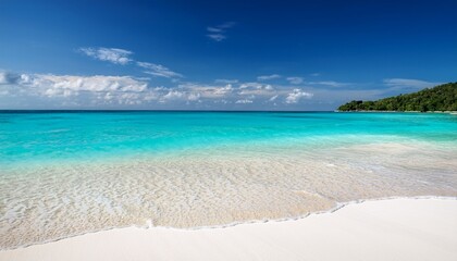 Obraz premium serene coastal landscape with turquoise water white sand and m