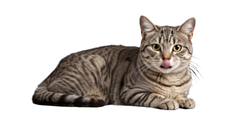 Playful Tabby Cat with Pink Tongue.