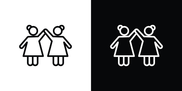 Twin icon in trendy stroke thin linear style.