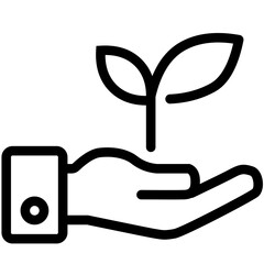 Hand with Sprout Icon as Concept Symbol for Growth and Environment