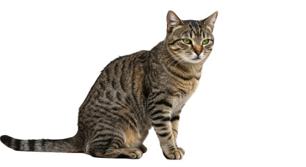 Obraz premium Striped Tabby Cat Sitting Isolated.