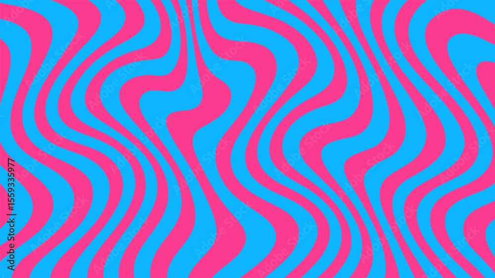 Aufkleber Abstract groovy vector background with wavy psychedelic pattern. Colorful vivid fluid stripes. Trendy retro design for poster.