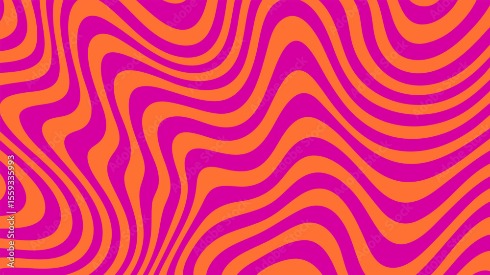 Aufkleber Abstract groovy vector background with vibrant orange and fuchsia curved lines. Seamless wavy texture for modern graphic design.
