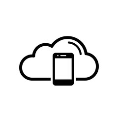 Cloud Computing Icon with Smartphone in Minimalist Style  