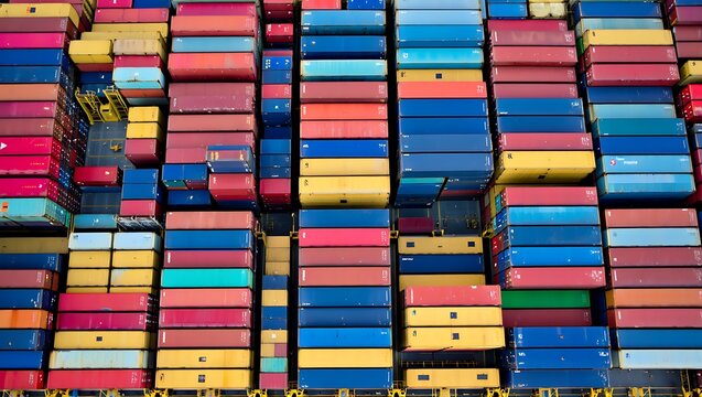 Aerial View Colorful Stacked Shipping Containers Cargo
