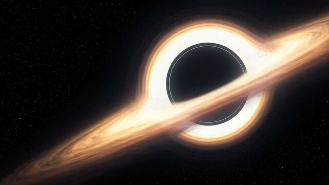 Stunning black hole with glowing accretion disk in space - Powered by Adobe