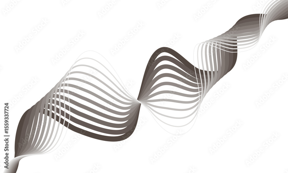 Poster soft modern wavy lines in grayscale creating a dynamic and flowing pattern on a white background canvas.