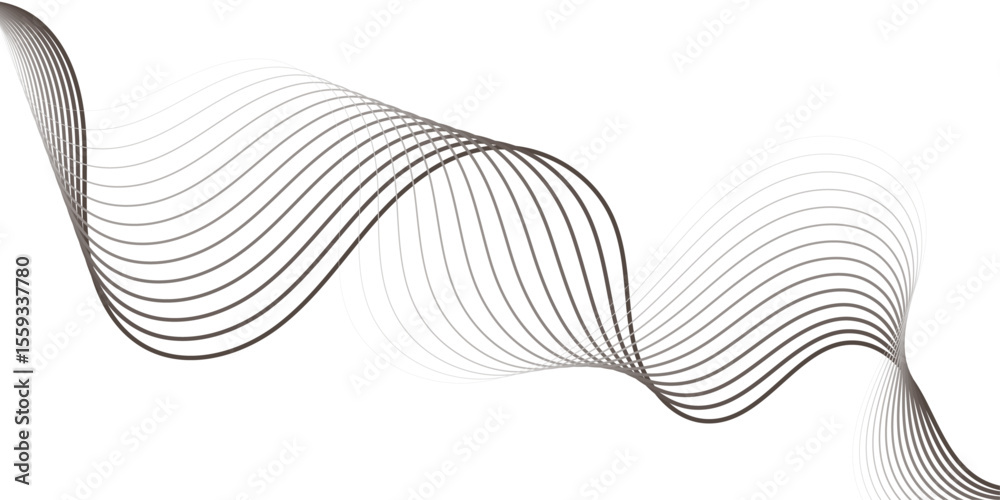 Poster soft modern wavy lines in grayscale creating a dynamic and flowing pattern on a white background canvas.