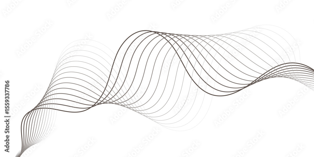 Poster soft modern wavy lines in grayscale creating a dynamic and flowing pattern on a white background canvas.
