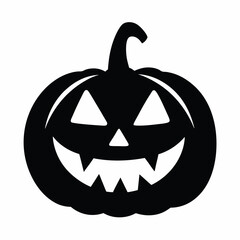 Spooky Halloween jack-o'-lantern pumpkin with a scary face, isolated on white for autumn holiday decoration