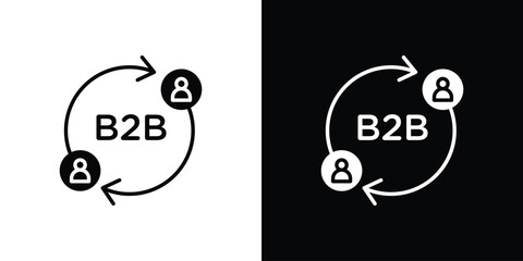 B2B icon in trendy stroke thin linear style.