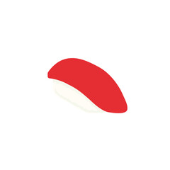 Flat Tuna Sushi - Japanese Maguro Nigiri Vector Illustration