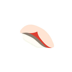 Flat Yellowtail Sushi - Japanese Hamachi Nigiri Vector Illustration