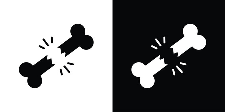 Broken bone icon in trendy stroke thin linear style.