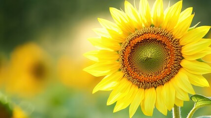 Obraz premium Beautiful Sunflower in a Vibrant Field During Golden Hour Light