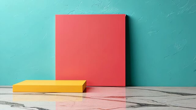 Colorful Abstract Geometric Still Life: A visually striking arrangement of geometric shapes in red, yellow, and blue, creates a sense of balance and harmony