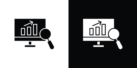 Data Analysing icon in trendy stroke thin linear style.