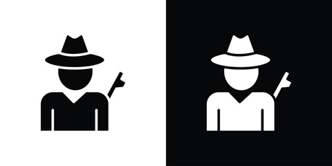 Hunter icon in trendy stroke thin linear style.