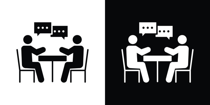 Job interview icon in trendy stroke thin linear style.
