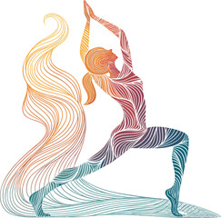 Abstract Vector Yoga Figure with Gradient Lines – Modern Minimalist Illustration

