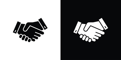 Fototapeta premium Shake hands icon in trendy stroke thin linear style.