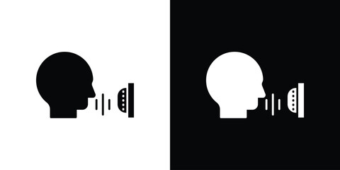 Voice control icon in trendy stroke thin linear style.