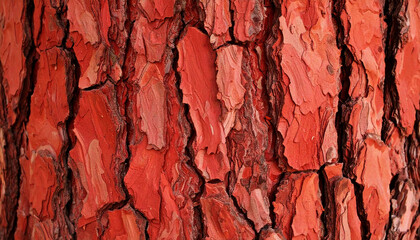 Close up pattern of a red tree bark texture background; unique and unusual wood grain