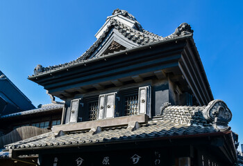 Old, traditional building in ancient city of Kawagoe, Japan