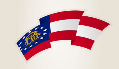 Georgia Flag in Abstract Ribbon Shape, National Symbol of the Georgia.