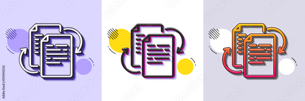 Aufkleber documents workflow line icon. halftone dotted pattern. gradient icon with grain shadow. doc file pag