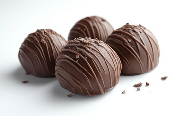 Obraz premium Luxury chocolate truffles, close-up. Perfect for food blogs, packaging, and advertising. Ideal for websites, magazines, and social media.