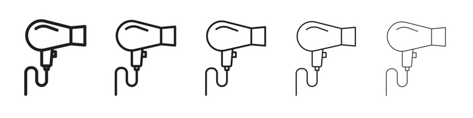 Blow dryer icon in trendy filled solid style in black and white colors